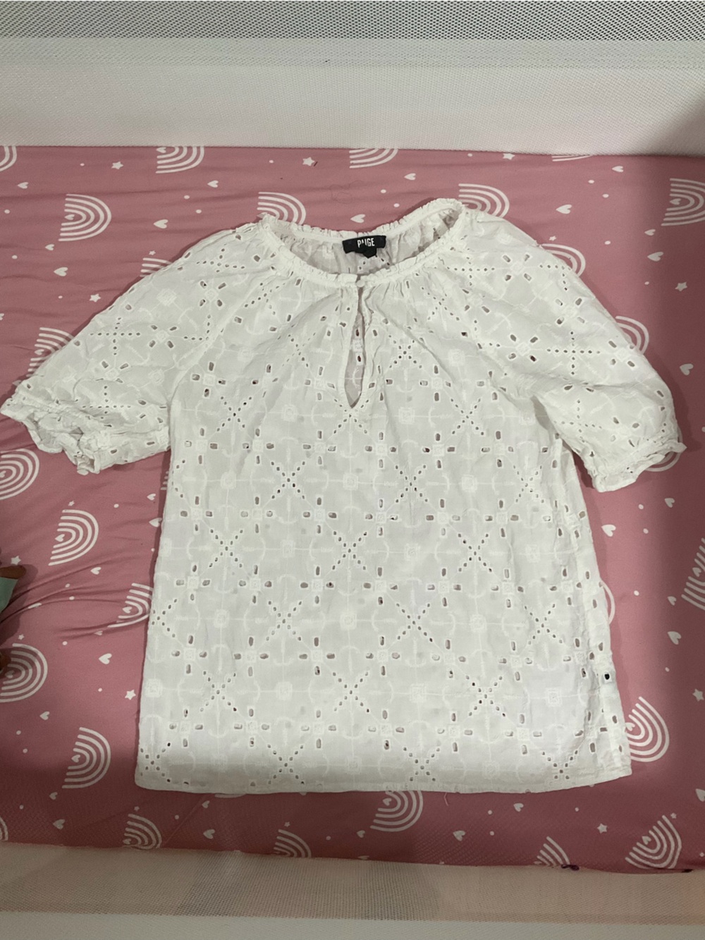 PAIGE White Eyelet Peasant Blouse